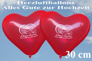 Luftballons Herzen Alles Gute zur Hochzeit, 30 cm groß