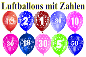 Luftballons mit Zahlen zum Kindergburtstag