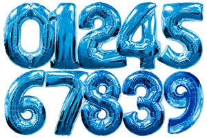 Zahlen Luftballons aus Folie, 1 Meter groß, Blau