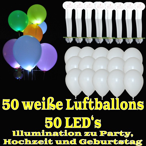 Ballonsupermarkt-Onlineshop.de - LED-Luftballons, Weiß, 50 ...