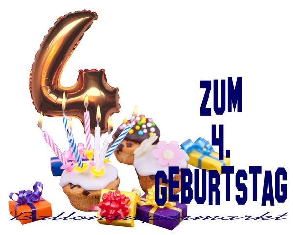 ZahlenLuftballon aus Folie, 4, Vier