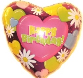 Happy Birthday Flower Luftballon mit Helium-Ballongas (FHGE507)
