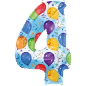 Luftballons: Folienballondeko Balloons "4" (ohne Helium) (FUNG Am 13708 01)