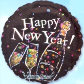 Silvester-Luftballon aus Folie, Happy New Year, Sekt, ohne Helium (FUNG Silvester 03 14829)