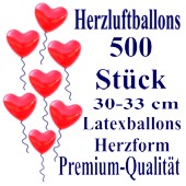 Herzluftballons Rot 500 St&uuml;ck / Heliumqualit&auml;t (LHR500)