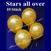 Luftballons "Stars All Over" Gold Silvester 10 St&uuml;ck (LRMM (10) 9906 41)