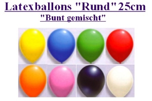 Luftballons Latex 25cm / Bunt gemischte Farben - Luftballons Latex 25cm / Bunt gemischte Farben