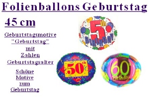 Geburtstag 45 cm Folienballons "Geburtstag Jahrgang" (ohne Helium) - Geburtstag 45 cm Folienballons "Geburtstag Jahrgang" (ohne Helium)
