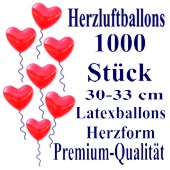 Herzluftballons Rot 1000 St&uuml;ck / Heliumqualit&auml;t (LHR1000)