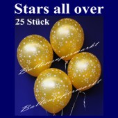 Luftballons "Stars All Over" Gold Silvester 25 St&uuml;ck (LRMM D 9906 41)