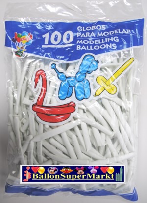 Modellierballons, Luftballons zum Modellieren, wei�-100 St�ck