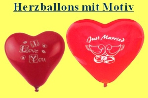Herzluftballons Latex m. Motiv