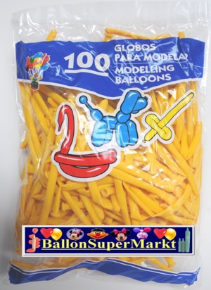 Modellierballons, Luftballons zum Modellieren, gelb-100 St�ck