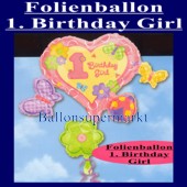 Folienballon-1. Birthday-Girl (Ohne Helium) (Folienballon-1.-Geburtstag-Girl-110012)