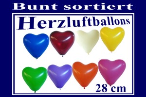 Latexherzen 28cm "Bunt gemischt" - Latexherzen 28cm "Bunt gemischt"