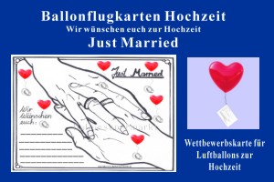 Ballonflug-Karte Hochzeit, Just Married - Ballonflug-Karte Hochzeit, Just Married