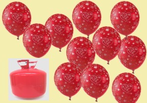 Liebes-Luftballons mit Helium schwebend zur Dekoration Valentinstag