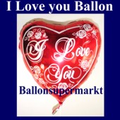 Ich liebe dich Luftballon, Herzluftballon, Folienballon mit Ballongas (FHGE Ich-liebe-dich-luftballon-D-7555)