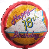 Happy Birthday 18, Luftballon aus Folie, Geburtstagsballon zum 18. (ohne Helium) (FUNG509)
