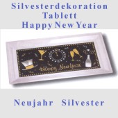 Silvester-Tischdekoration, Tablett Happy New Year (Silvesterdeko 03 438149)