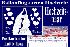 Ballonflugkarten Hochzeit, Hochzeitspaar - Ballonflugkarten Hochzeit, Hochzeitspaar