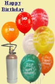 Maxi-Set 5A, 50 Luftballons Happy Birthday, Geburtstag, 50 Luftballons Zahlen mit Helium (BGS1MX-Geburtstag-Zahlenballons-Helium-01-02)