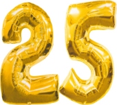 Folienballondeko "25" (heliumgef&uuml;llt) (FHGE FBZahl 25)