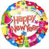 Silvester-Luftballon aus Folie, Happy New Year, mit Helium gefüllt (FHGE Silvester 03 10274)