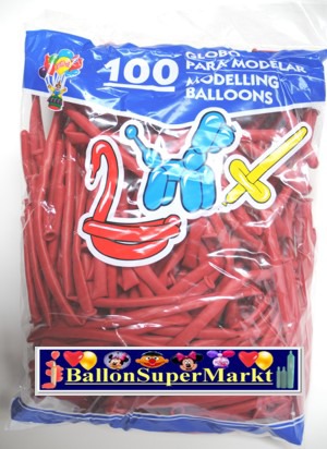 Modellierballons, Luftballons zum Modellieren, rot-100 St�ck