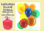 Helium- Einwegbehälter mit 50 Luftballons Kristall (FHGE BT LB Kr 01)