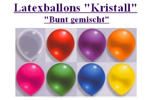 Latexballons 30cm Kristall / Bunt gemischt - Latexballons 30cm Kristall / Bunt gemischt