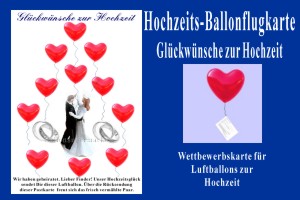 Hochzeits-Ballonflugkarte, Glueckwuensche zur Hochzeit - Hochzeits-Ballonflugkarte, Glueckwuensche zur Hochzeit