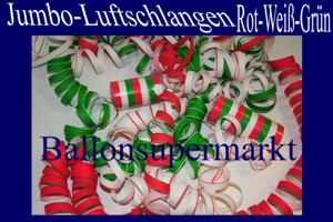 Luftschlangen Jumbo, Rot-Wei&szlig;-Gr&uuml;n - Luftschlangen Jumbo, Rot-Wei&szlig;-Gr&uuml;n