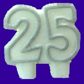 Kerze 25 Silberhochzeit-Jubil&auml;um-Geburtstag (Amsc 170685)
