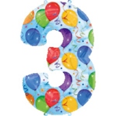 Luftballons: Folienballondeko Balloons "3" (ohne Helium) (FUNG Am 13707 01)