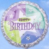Happy Birthday Prismatic Stars, Luftballon aus Folie (ohne Helium) (FUNG E117034)