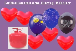 Luftballons mit dem Helium-Einwegbehälter