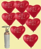 Midi-Set 5, 50 Herzluftballons, I Love You, 3 Liter Helium (BGS05MD HS05)