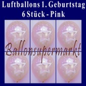 Luftballons, Latexballons Happy 1 Birthday, Pink (Luftballons-1.-Geburtstag-Pink-LRAms 991706)