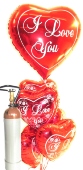 Midi-Set 6, 30 Herzballons aus Folie, I Love You, 3 Liter Helium (BGS05MD HS06)