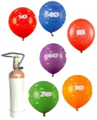 Maxi-Set 10, 100 Zahlenluftballons, Geburtstag-Jubil&auml;um, mit Helium (BGS1MX GB Z 1)