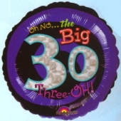Oh No! The Big 30, Luftballon aus Folie, Geburtstagsballon zum 30. (ohne Helium) (FUNG 116041-01)
