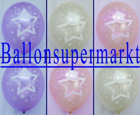 Luftballons-1.-Geburtstag-Lila-Pink-Elfenbein