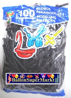 Modellierballons, Luftballons zum Modellieren, schwarz-100 St�ck