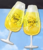 Silvester-Luftballons aus Folie, Happy New Year, Champagner, mit Helium gefüllt (FHGE Silvester 03 11707)