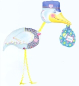 Klapperstorch Luftballon zu Geburt und Taufe, inklusive Helium (FHGE-klapperstorch-luftballon-589)