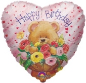 Happy Birthday B&auml;rchen, Luftballon aus Folie (ohne Helium) (FUNG82GEB1)