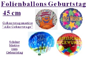 Geburtstag 45 cm Folienballons Allgemein (inkl. Helium) - Geburtstag 45 cm Folienballons Allgemein (inkl. Helium)