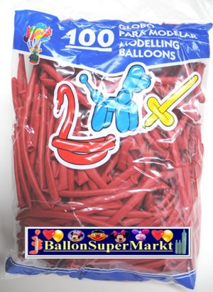 Modellierballons, Luftballons zum Modellieren, kristall-rot-100 St�ck