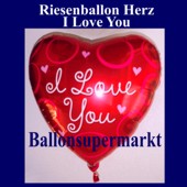 Luftballon Riesen-Herz, I Love You, Folienballon mit Ballongas (FHGE-Luftballon-I-Love-You-D-13414)